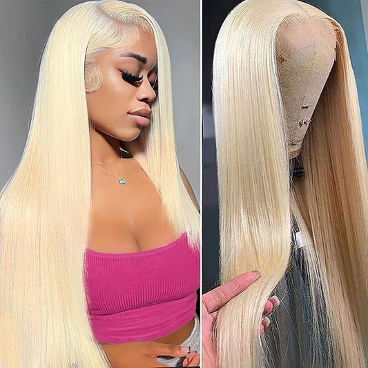 613 Blonde Lace Front Wig Human Hair Pre Plucked with Baby Hair 13x6 HD Transparen Lace Frontal Wig 180% Density Blonde Straight Glueless Wigs Human Hair Natural Hairline 22 Inch Blonde Wig