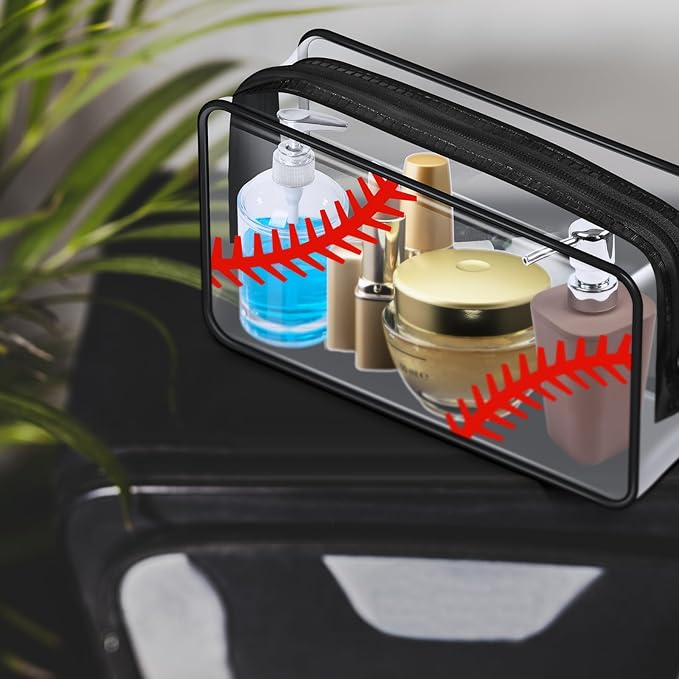 Abbylike 12 Pcs 7 x 4.7 x 2.4'' Cosmetic Bag Gifts Accessories for Makeup Bags PVC Cheer Case Clear Toiletry Zipper Pouch for Women Christmas Xmas (Baseball Theme)