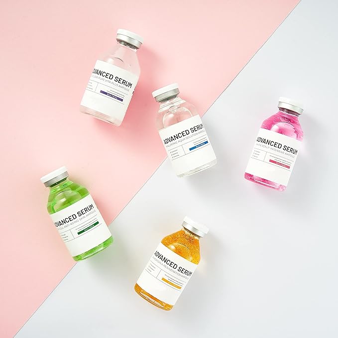 BRÜUN Advance Microneedling Korean Serum - 4 Different Booster Ampule Kit for Face and Body Including (AC + SC + SD + HY Control Serums) – Use with or without Dr Pen