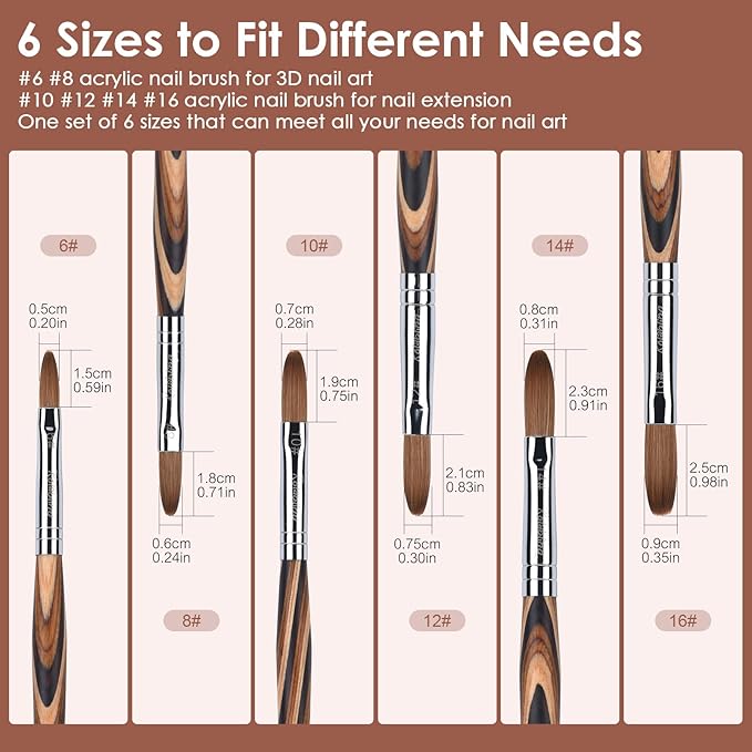 1pc 18#Kolinsky Sable Nail Brush with 1pc 16# Kolinsky Sable Nail Brush Set