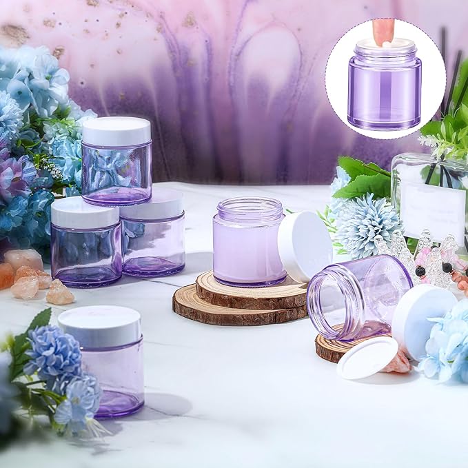 Norme 24 Pcs 4 oz Glass Jars with Lids Leakproof Round Airtight Empty Cosmetic Jars with Inner Liners Lid for Storing Lotions Powder Ointments Candle Making (Light Purple)