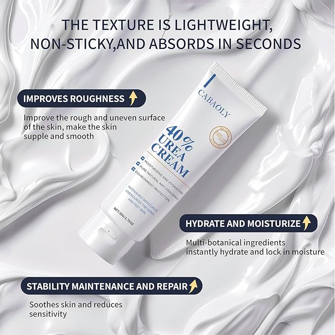 Urea Cream 40 Percent for Feet Maximum Strength, Urea Foot and Hand Cream with Powerful Hydration for Dry Skin, Cracked Heels, Deeply Moisturizing for All Skin Types 1.76oz