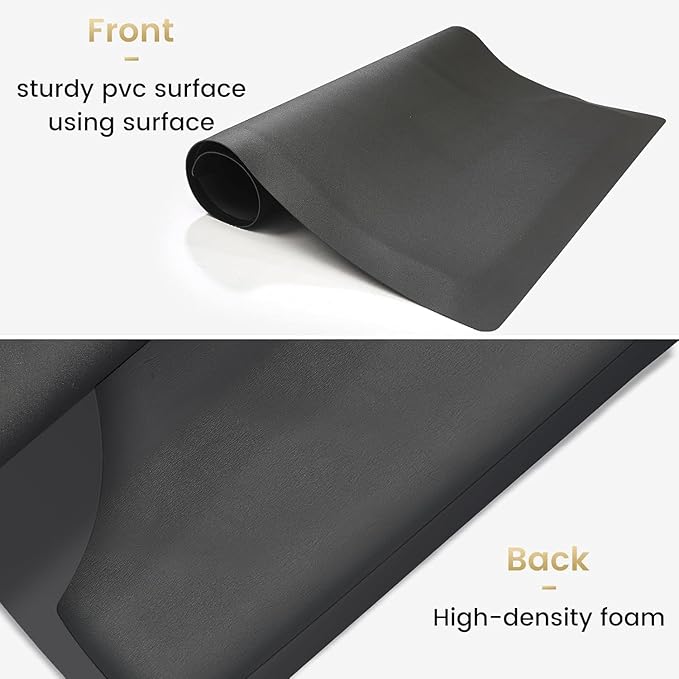 Crablux Salon Floor Mat Anti Fatigue for Stylist, 35.8"x27.9" Barber Floor Mats Black Hair Mats for Hairdresser Standing, 1/2" Thick Square Base for Salon Chair Barbershop Hairdressing Equipment