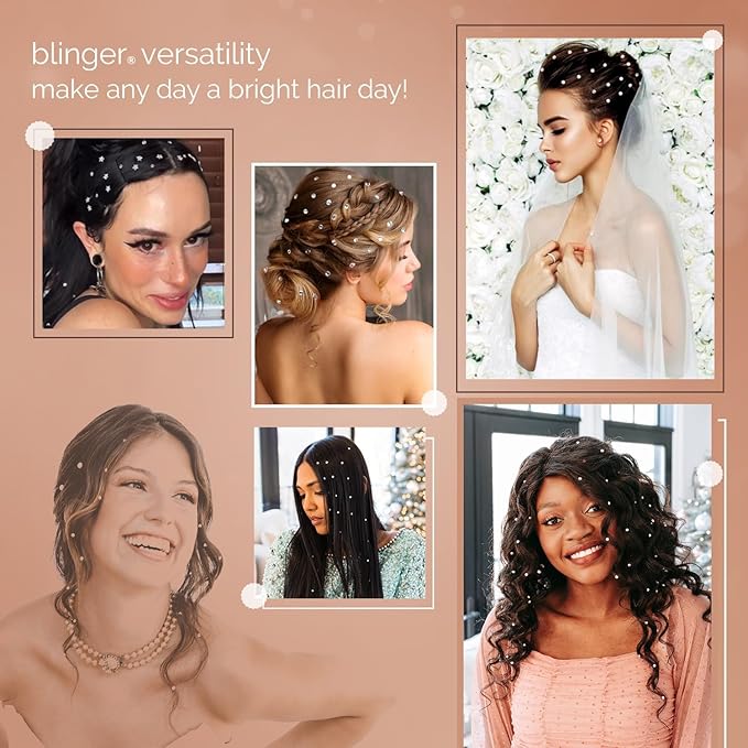 blinger® Starter Kit | Women's Hair Styling Tool + 75 Precision-Cut Glass Crystals | Bling in Seconds! Bedazzling Multi-Faceted Gems | Hair-Safe – Bling In Brush Out