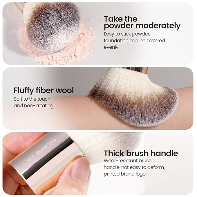 MAANGE Makeup Brush Set 10 Pcs Makeup Brushes with Zipper Bag, Double-End Multi-functional Makeup Brushes for Blending Liquid Powder Concealer Cream Blush Buffe, Champagne Gold