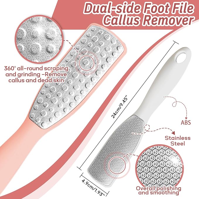 New Foot Brush with Long Handle, 3-in-1 Foot Scrubber in Shower, 10.2’’-27.5’’Adjustable Foot Scrub Brush and 2 Foot File Callus Remover, Gift-Box Packaged(White+2*Foot File)