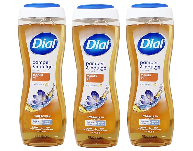 Dial Pamper & Indulge Body Wash with Marula Oil and Vitamin E, 16 fl oz (Pack of 3)