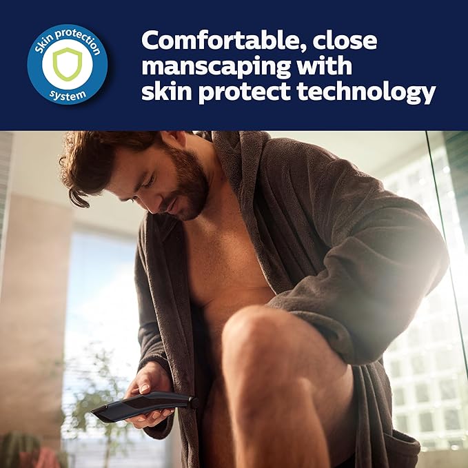 Philips Bodygroom 7000 Series, Showerproof Groin and Body Trimmer for Men, Precise Body Grooming, Adjustable Comb, Safe Even Below The Belt, 80 Min. Runtime, Model BG7040/42