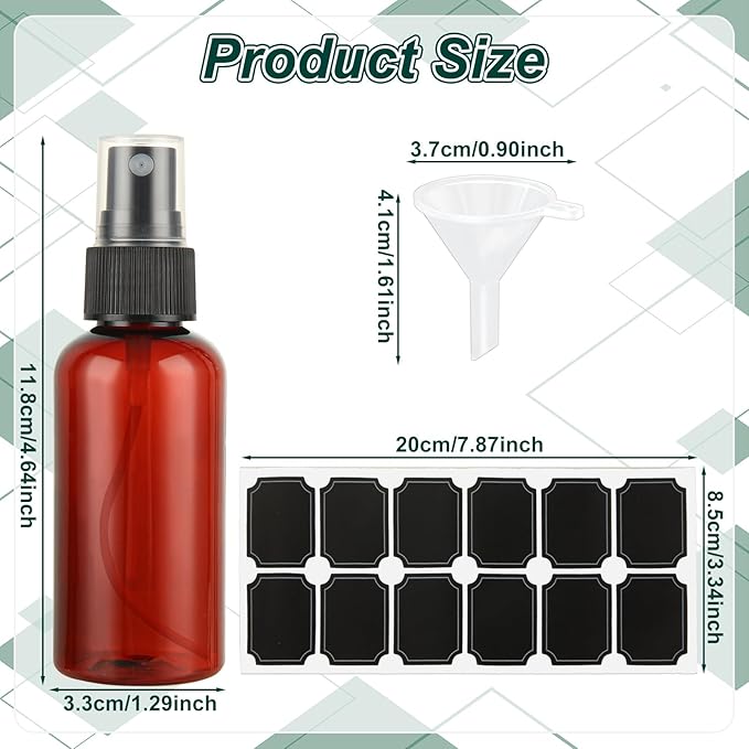 2oz Small Spray Bottle, 60 Pcs Plastic Spray Bottles Fine Mist Mini Spray Bottles Refillable Liquid Containers with Labels and 5 Funnel for Plants Cleaning Solutions, Essential Oils, Colognes, Travel