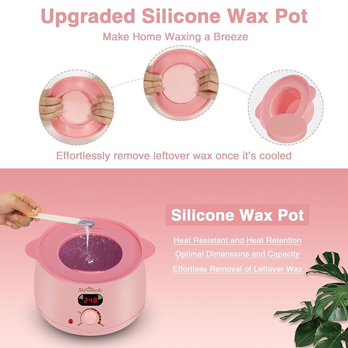 Waxing Kit -Digital Wax Warmer Machine for Hair Removal with 4 Packs of Hard Wax Beads & Silicone Wax Pot for Full Body, Legs, Face, Eyebrows, Bikini, Brazilian at Home Waxing Kit for Women Men