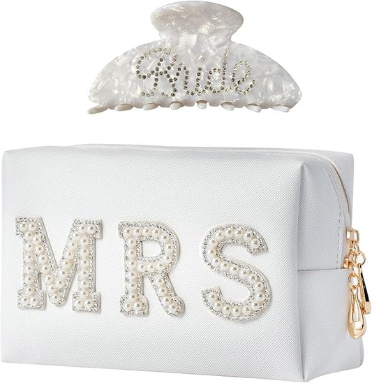 Bride To Be Gift Set - Makeup Bag, Slippers, Robe, Hair Clip - Wedding Gifts