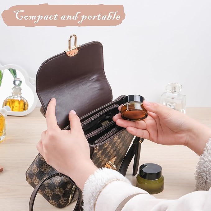 12 pack Glass Cosmetic Jars with Lids Small Lotion Containers for Traveling Green Empty Skincare Container for Face Cream Toiletries Makeup (0.5oz)