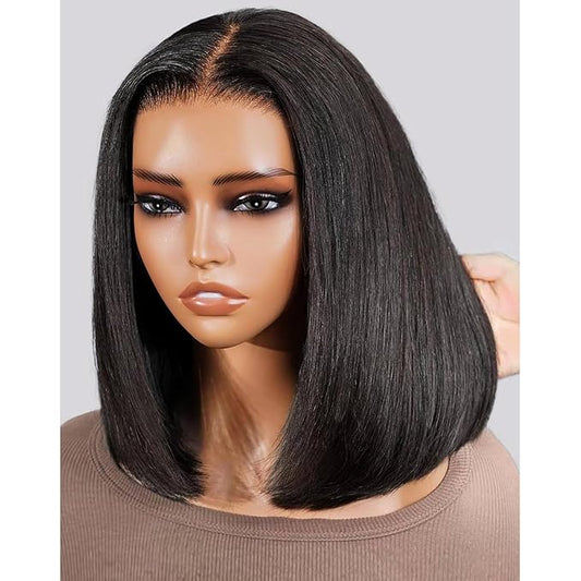Arabella Hair 5x6 Bob Wig Human Hair Real 210% Density Ready to Go Glueless Wig Human hair 12A Straight Bob Wigs Human Hair Pre Cut Lace Pre Bleached Tiny Knots (12inch, 5x6 Glueless Bob)