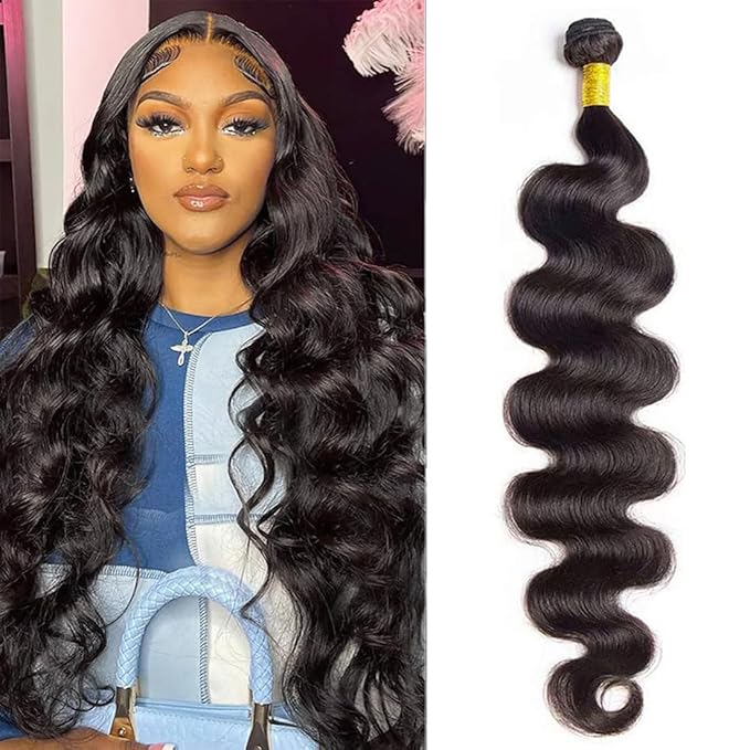 Cirvty 30 Inch Body Wave Bundle Human Hair 1 Bundles Body Wave Bundles 100% Unprocessed Brazilian Virgin Hair Bundles Double Weft Weave Bundles Human Hair Natural Black Color