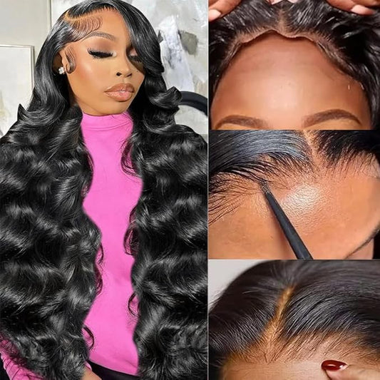 34 Inch Wear and Go Glueless Wigs Human Hair Pre Plucked Pre Cut Body Wave 5x5 HD Lace Closure Wigs Human Hair No Glue 180% Density 5x5 Lace Glueless Wigs for Women