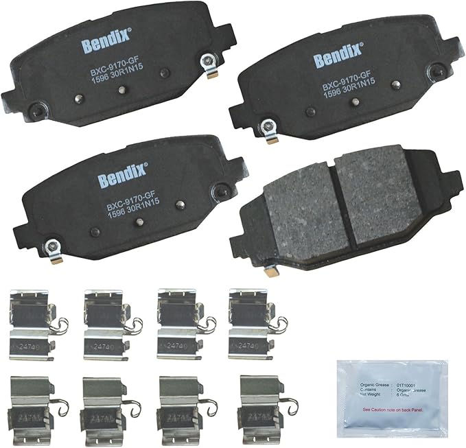Bendix Priority1 CFC1596 Ceramic Rear Brake Pads for Select Models Chrysler Grand Caravan, Town & Country, Dodge Journey, Ram C/V, Volkswagen Routan