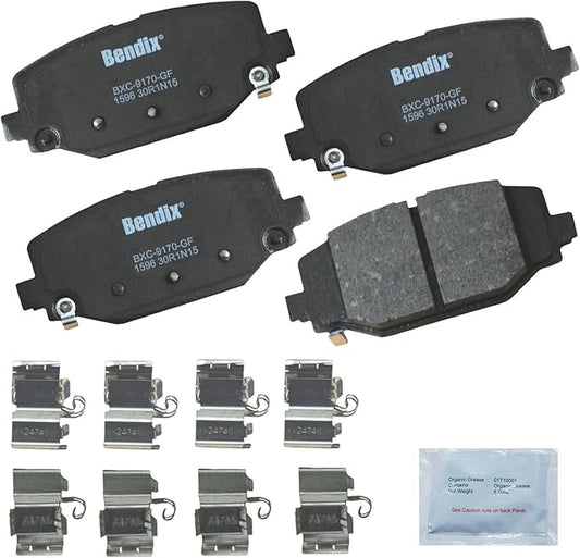 Bendix Priority1 CFC1596 Ceramic Rear Brake Pads for Select Models Chrysler Grand Caravan, Town & Country, Dodge Journey, Ram C/V, Volkswagen Routan