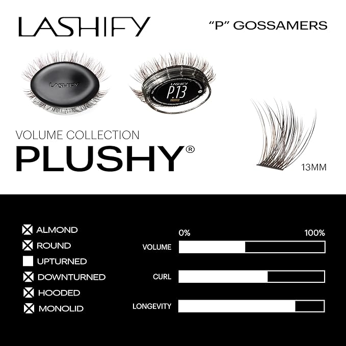 Lashify Plushy 13mm Gossamer Lashes in Truffle Color, Easy DIY False Lashes for a Voluminous Yet Still Natural Look