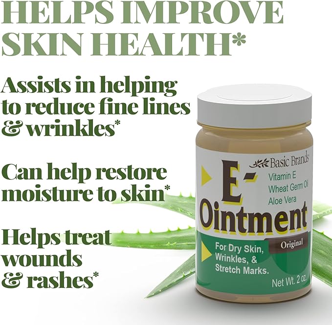 Vitamin E Ointment - 2 oz - Moisture Enhancing - Can Help Reduce Appearance of Scars, Stretch Marks, Fine Lines & Wrinkles - 6-Pack