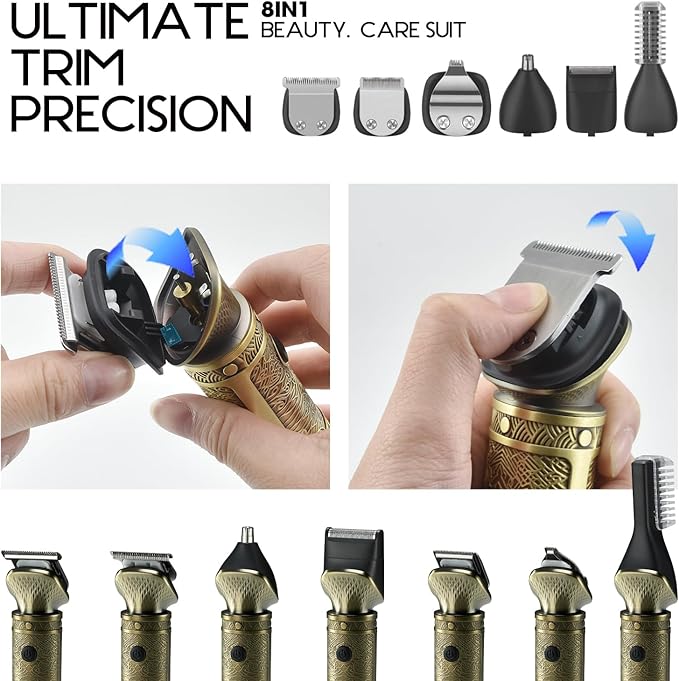 DSP Beard Trimmer for Men - Zero Gapped Trimmer, Shaving Kit for Face, Mustache, Body, Nose Hair; Cordless with Stand