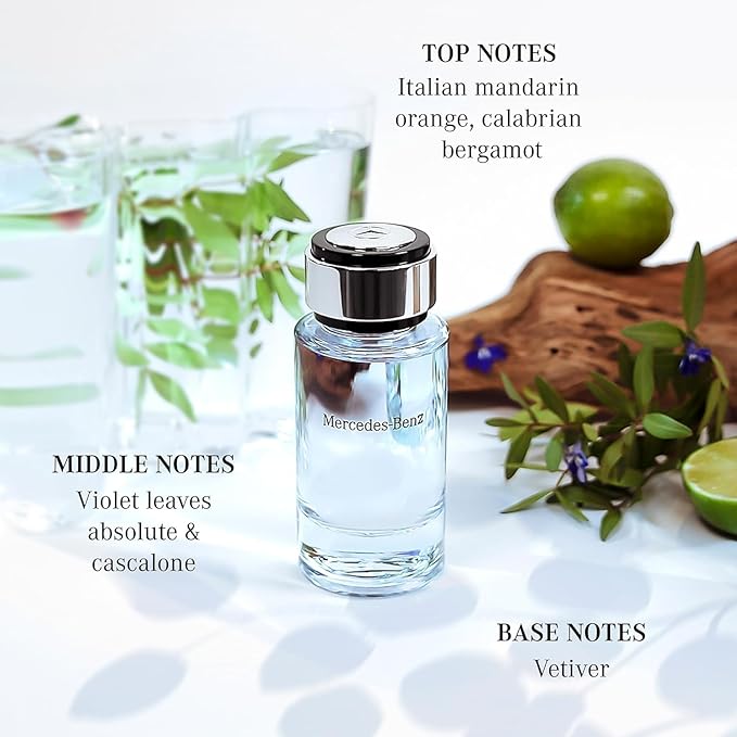 Mercedes-Benz For Men - Elegant Fragrance With Woody, Sensual Musky Notes - Mesmerize The Senses With Original Luxury Men’s Eau De Toilette Spray - Endless Day Through Night Scent Payoff - 4 OZ