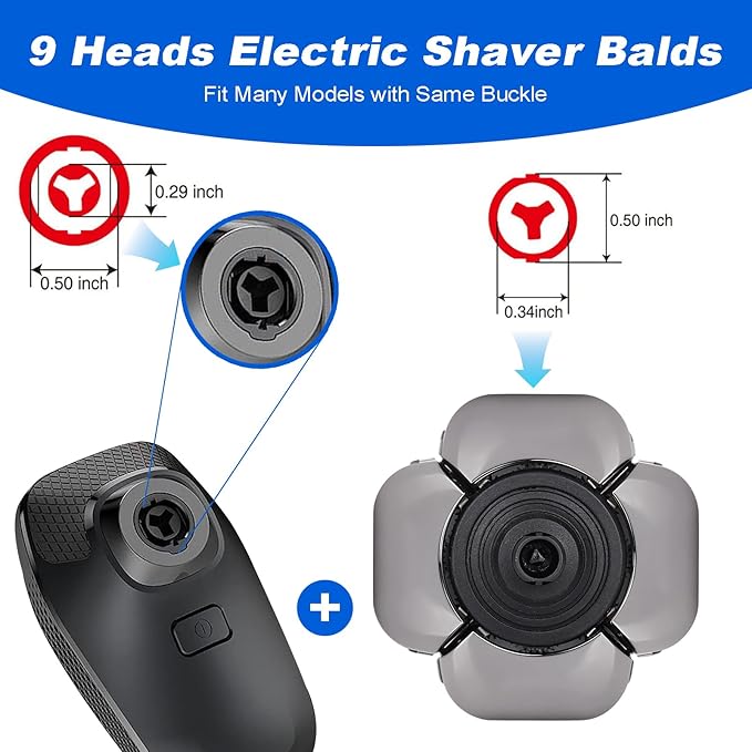 9D Electric Shaver for Men - 9 Blades Replacement Head Universal Blade for Electric Razor, 2 Pack