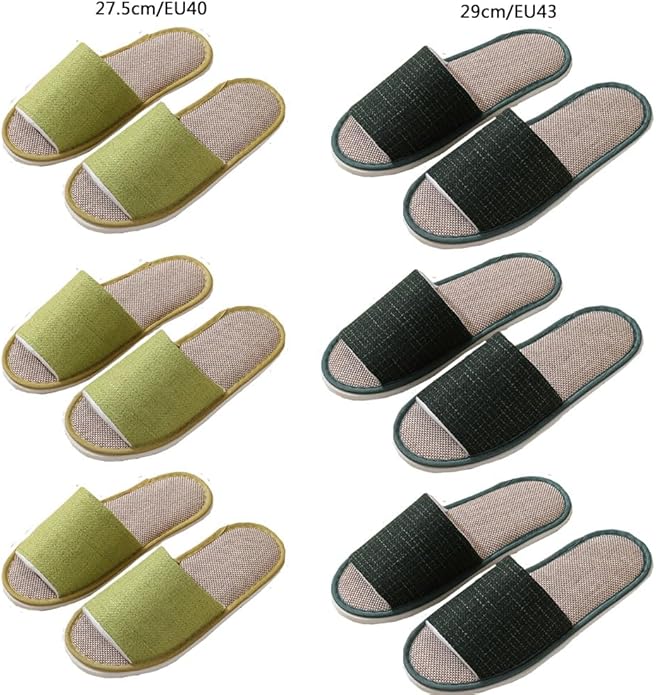 5-6 Pairs Spa Slippers, Non Slip Disposable Slippers for Guest, Washable Foldable Indoor Slippers, Open Toe Linen Spa Slippers for Women Men