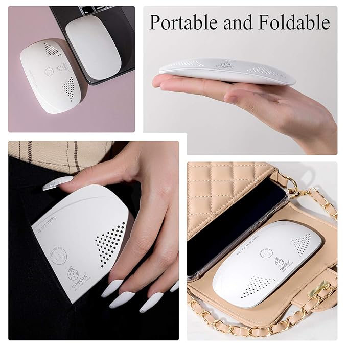 Beetles U V Light for Nails Mini Nail Lamp Poly Nail Gel Curing Lamp, 4Pcs 7.5Ml Black White Colors with No Wipe Top Coat and Base Coat Gel Polish Set