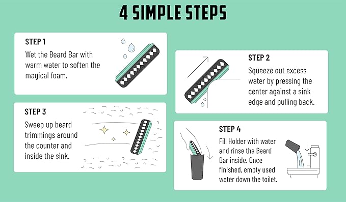 Mat's Beard Bar® & Holder Pro (V2.0) - FLEXIBLE - Clean Up Beard Trimmings from Sinks and Countertops After Shaving - Best Gifts For Men