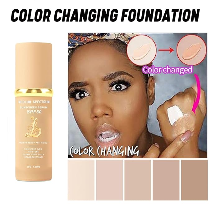 Biology 4-in-1 Foundation Hydrating Medium Spectrum Full Coverage Lotion Foundation, Protecting from Sun with SPF 50+, 4 1 Concealer Waterproof Longwear (Medium, 1 FL OZ)