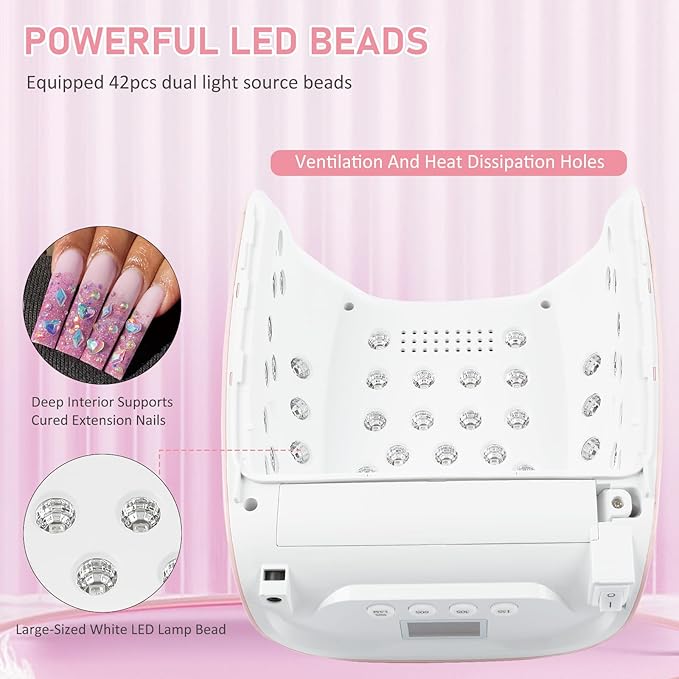 126W Cordless Rechargeable UV LED Nail Lamp,Professional UV Light for Gel Nails Gel Curing Lamp with 4 Timer Setting Auto Sensor, LED Nail Dryer for Fingernail and Toenail Home Salon