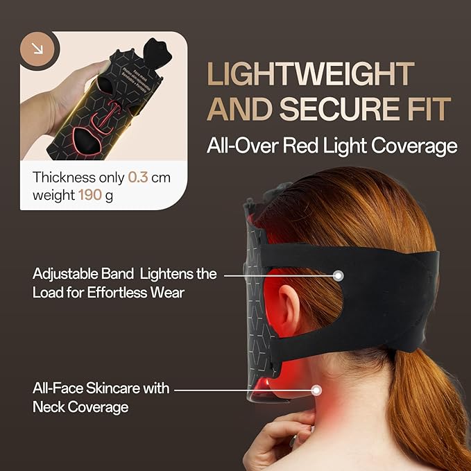 Red Light Mask for Face Women - 7 Colors Red Light Face Mask, Face Mask Skincare at Home, Cordless Device, Skin Treatment Mask Suitable for Women