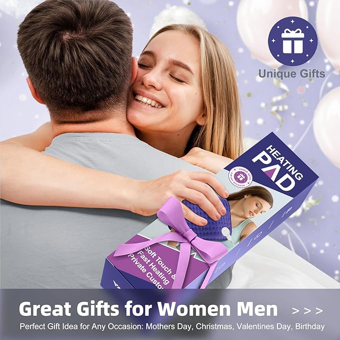 Heating Pad for Pain Relief (12"x24") - Back, Neck, Shoulder, Cramps & Joints - Moist/Dry Heat Options, Auto-Off, Machine Washable - Ideal Gift for Mother's Day & Christmas, Women, Men, Mom, Dad