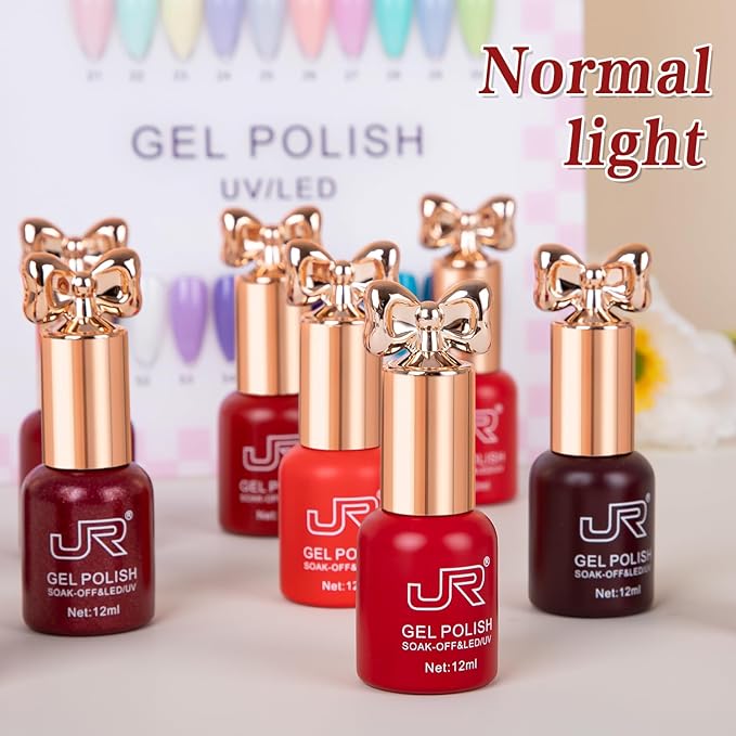 JR 12ml 10colors Red Gel Nail Polish Set Long Lasting Soak off UV Gel Polish Kit Nail Art DIY Manicure Salon Home Gifts for Women D Model