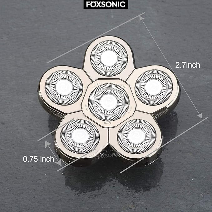 Silvery Men's Electric Shaver Replacement Heads Electric Razor Blade Replacement Head 6 Blades Head Shaver replacement Bald Shaver Head Blade