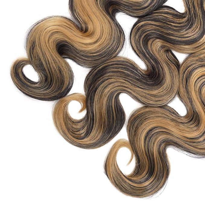 Ombre P1B27 Highlights Human Hair Body Wave Bundles Black and Blonde Body Wave Bundles Human Hair Brazilian Soft and Silky for Black Women 8 10 12 Inch