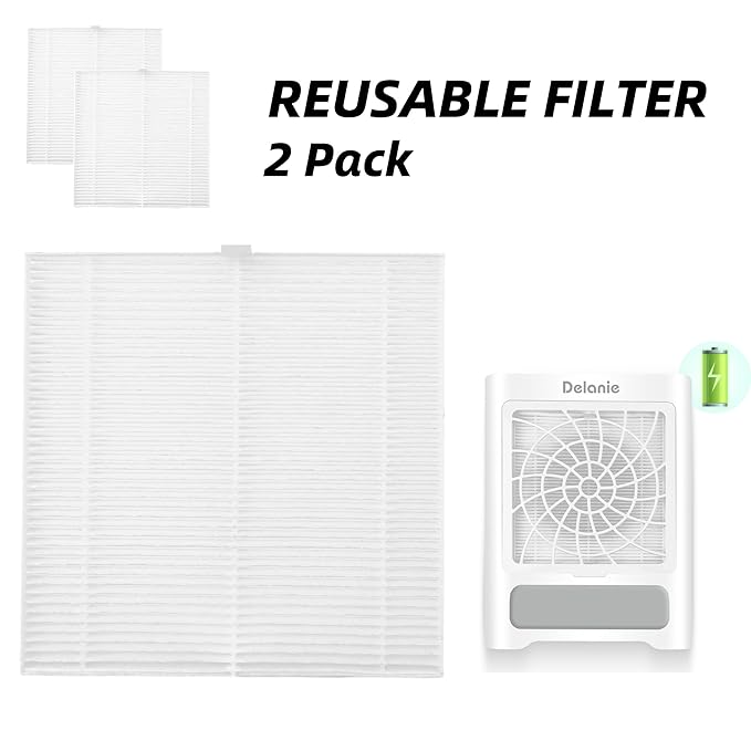 Delanie 2 Pcs Replacement Filter for Delanie Rechargeable Cordless Nail Dust Collector