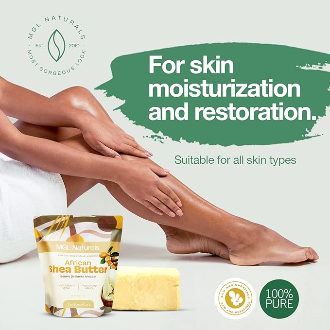 Raw Unrefined Shea Butter Ivory 1 lb, African, 100% Pure, Raw, Unrefined, Grade A. Nourish and moisturize the skin and hair. Use alone or DIY recipes. From Ghana, West Africa. (16oz)