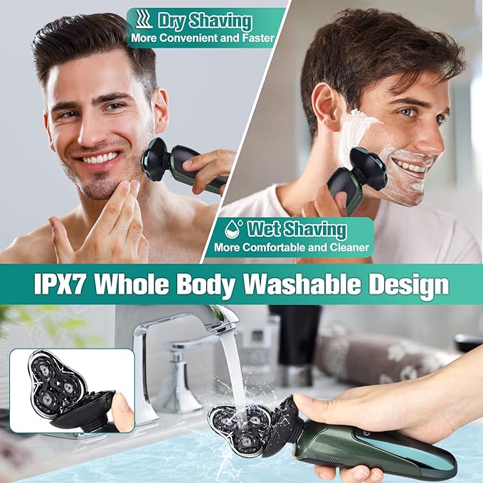 Electric Razor for Men,Mens Razors for Shaving face,LED Display/Waterproof/Rechargeable Electric Shaver for Men Includes Replacement Blades,Travel Razor Idea Gift