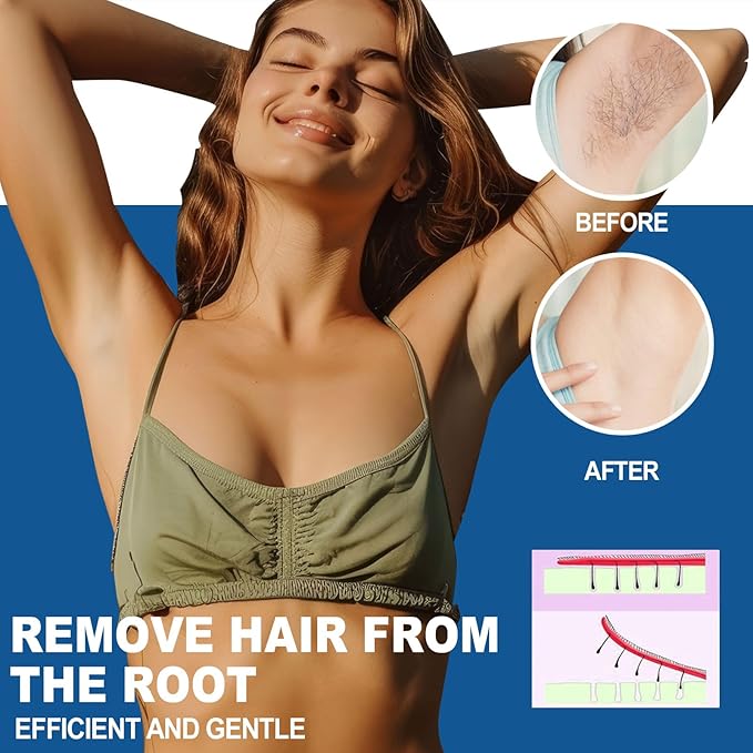 Hard Wax Beads for Sensitive Skin, 2lb Unscented Waxing Beads at Home for Brazilian Waxing Women Men, Professional Wax Beans Hair Removal for Body, Bikini, Legs, Facial, Easy Use, Blue