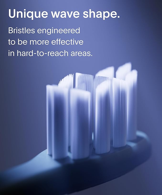 Recyclable Plant-Based, Electric Toothbrush Heads - Built-in Tongue Scraper, Long Lasting Replacement Heads | Compatible Only Sonic Electric Toothbrush - Morning Waves, Pack of 3