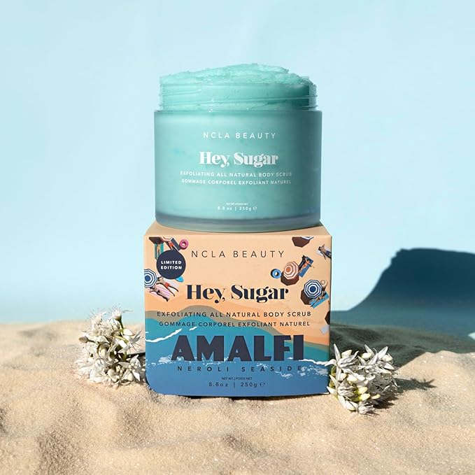NCLA - Hey, Sugar Body Scrub | Smooth, Exfoliate, Hydrate Skin | Shea, Mango + Cocoa Butters | Vegan, Cruelty-Free, Clean Skincare (Amalfi Coast; 250g | 8.8 oz)