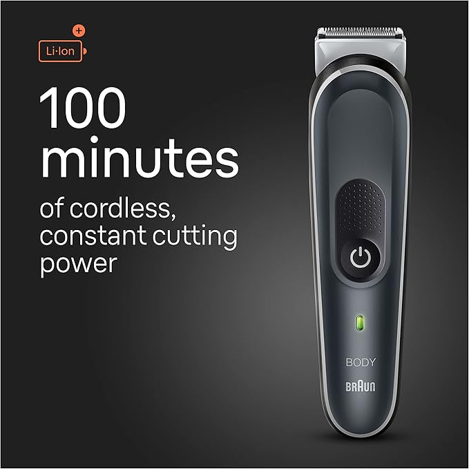 Braun Body Groomer Series 5 5360, Body Groomer for Men, for Chest, Armpits, Groin, SkinSecure Technology for Gentle Use and Clean Shave Attachment, Waterproof, Cordless with 100-min Run Time