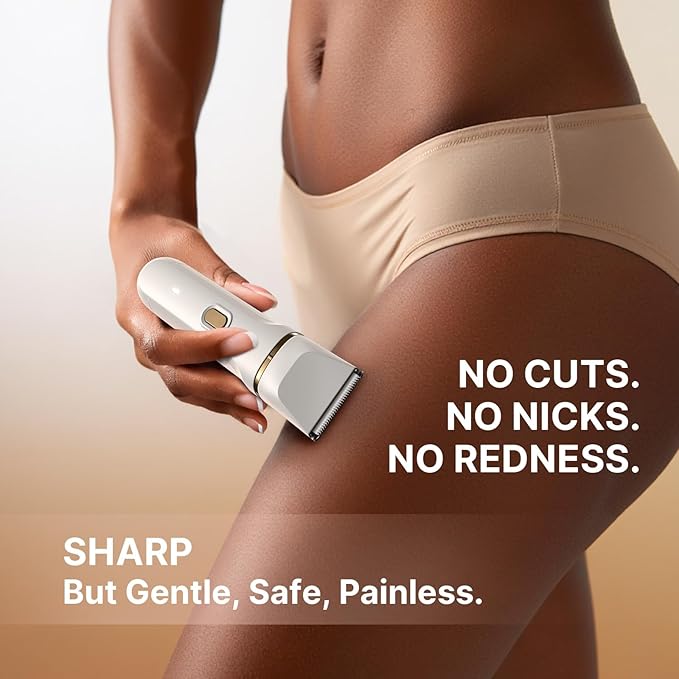 Upgraded Bikini Trimmer for Women, [2in1 & Painless] Electric Face Razors/Shaver for Woman, [Waterproof] Pubic Body Hair Trimmer, Replaceable Ceramic Blade, Superior Charge Dock, Gifts for Women