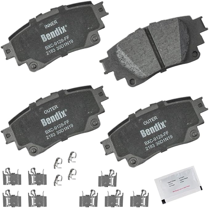 Bendix Priority1 CFC2183 Ceramic Rear Brake Pads for Lexus IS300,IS350,IS500,NX250,NX350,NX350h,NX450h+,RC300,RC350,RX350,RX350h,RX450h+,RX500h,RZ450e,bZ4X,Corolla,Crown,Highlander,RAV4 Prime,Sienna