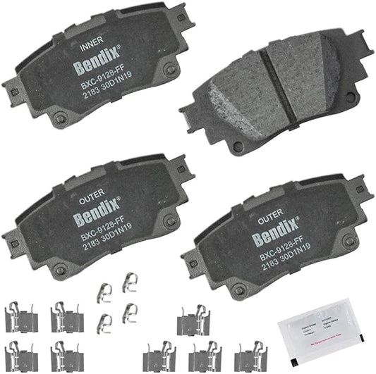 Bendix Priority1 CFC2183 Ceramic Rear Brake Pads for Lexus IS300,IS350,IS500,NX250,NX350,NX350h,NX450h+,RC300,RC350,RX350,RX350h,RX450h+,RX500h,RZ450e,bZ4X,Corolla,Crown,Highlander,RAV4 Prime,Sienna