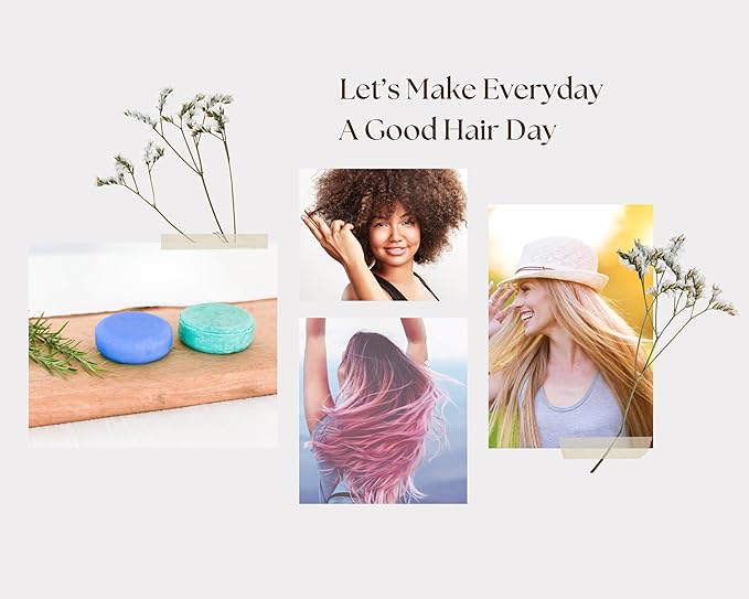 Peppermint & Rosemary Shampoo & Conditioner Bar Set, Organic, Vegan, Volumizing, Hydrating Argan Oil Conditioner & Shampoo for Curly or Straight Hair, Paraben & Sulfate Free, Made in USA