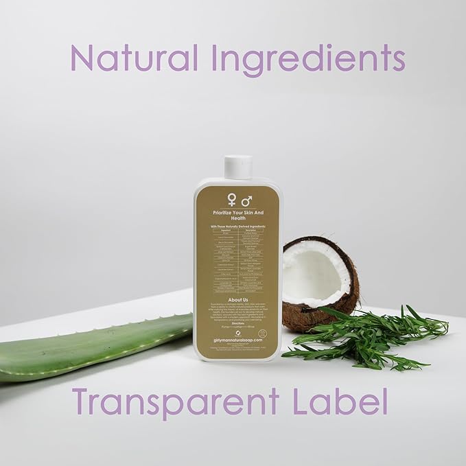 Natural Body Wash - Made with Olive Oil & Aloe Extract, No Artificial Fragrance, PH Balanced, Gentle Formula, Nourishing Ingredients, Family Owned (Lavender)
