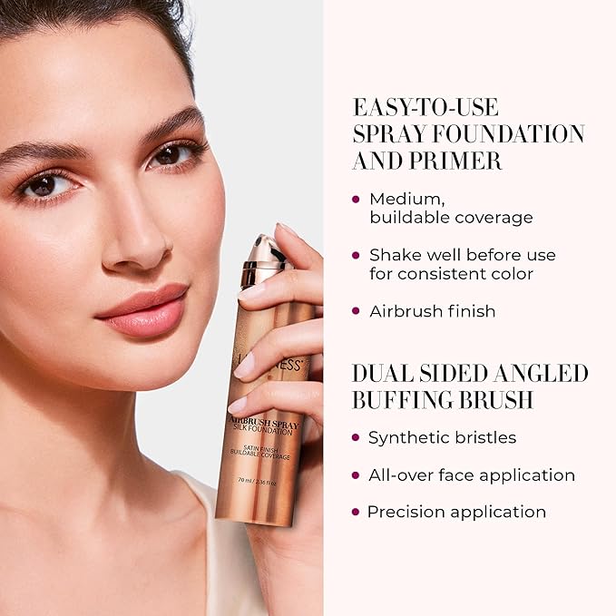 LUMINESS Silk Airbrush Spray Foundation & Primer Kit - Full Coverage Foundation, Anti-Aging Formula Hydrates & Moisturizes with Hyaluronic Acid, Aloe Vera & Hydrolyzed Silk (Shade - Fair)