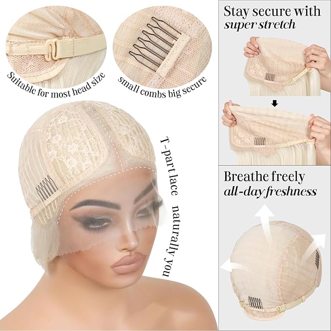 613 Platinum Blonde Lace Front Wig Straight Wigs for Women Synthetic Lace Front Long Straight Light Blonde Wigs 13X5X1 HD Lace Frontal Wig Natural Looking Ready to Go Glueless Wig